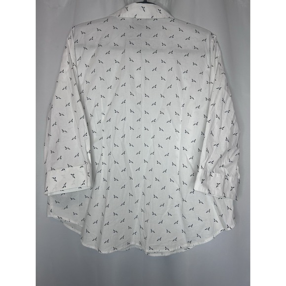 Liz Claiborne Woman's Size 1X Tailored Fit Stretch 3/4 Sleeve Button Down Birds - Picture 6 of 6